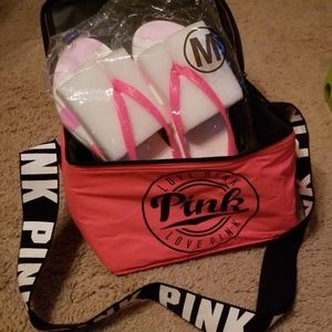 LOVE PINK BUNDLE,,, LUNCH BAG AND FLIP FLOPS..